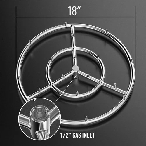 18 Inch Round Stainless Steel Fire Pit Jet Burner Ring High Flame view 2