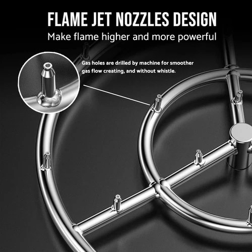 18 Inch Round Stainless Steel Fire Pit Jet Burner Ring High Flame view 4