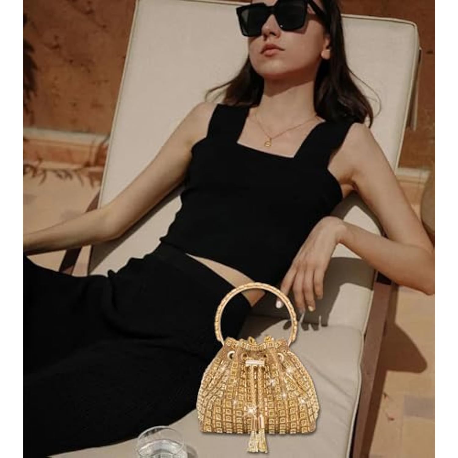 Sparkly Diamond Evening Bag Clutch Purses for Women Rhinestone Purse Glitter Handbag for Party Prom Cocktail Wedding view 3