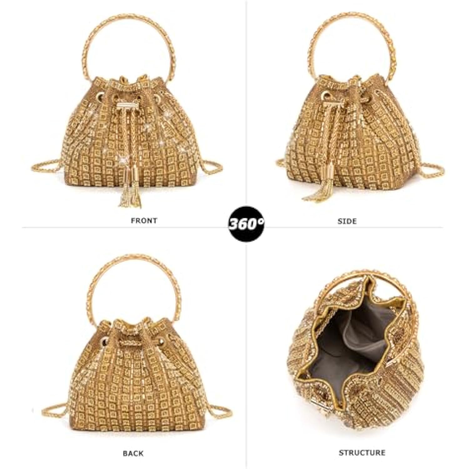 Sparkly Diamond Evening Bag Clutch Purses for Women Rhinestone Purse Glitter Handbag for Party Prom Cocktail Wedding view 4