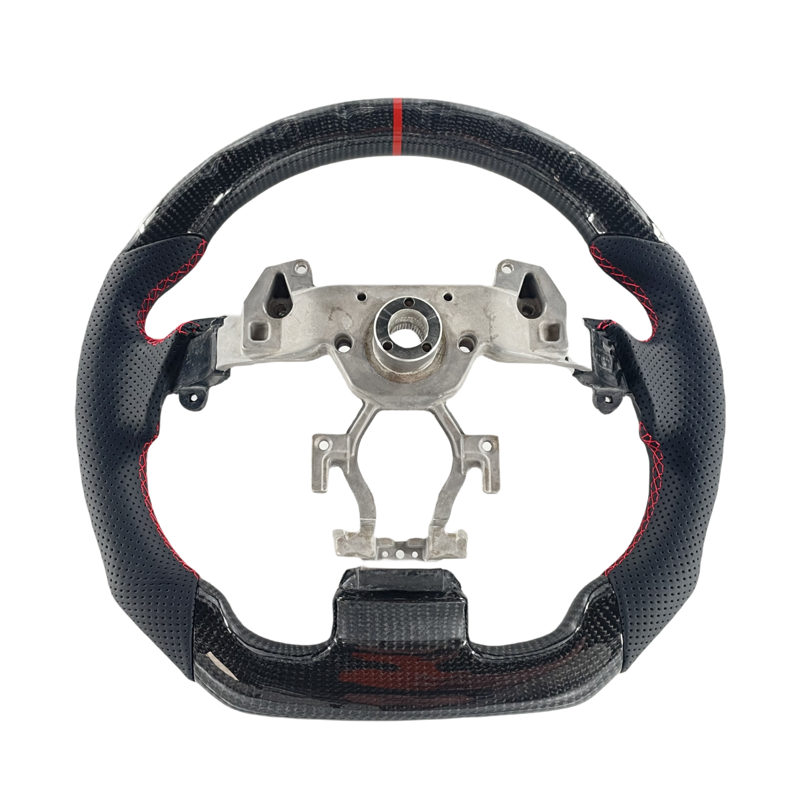 FOR-08-13-INFINITI-G37-CARBON-FIBER-FLAT-BOTTOM-STEERING-WHEEL-BLACK-LEATHER-126385030502-3