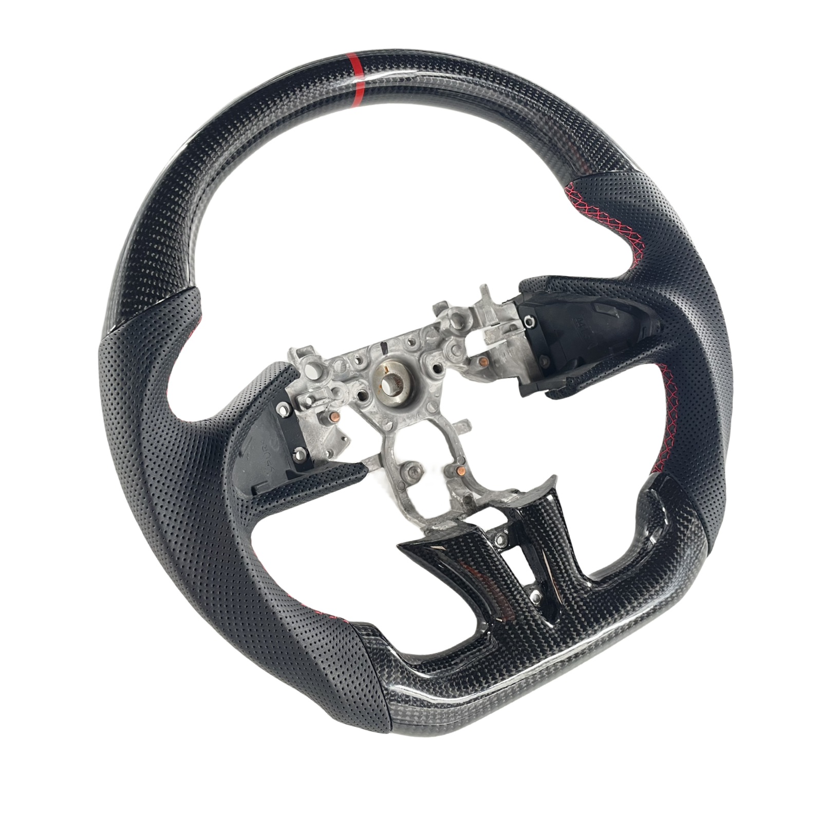 FOR-14-17-INFINITI-Q50-CARBON-FIBER-FLAT-BOTTOM-STEERING-WHEEL-BLACK-LEATHER-126385038796-2