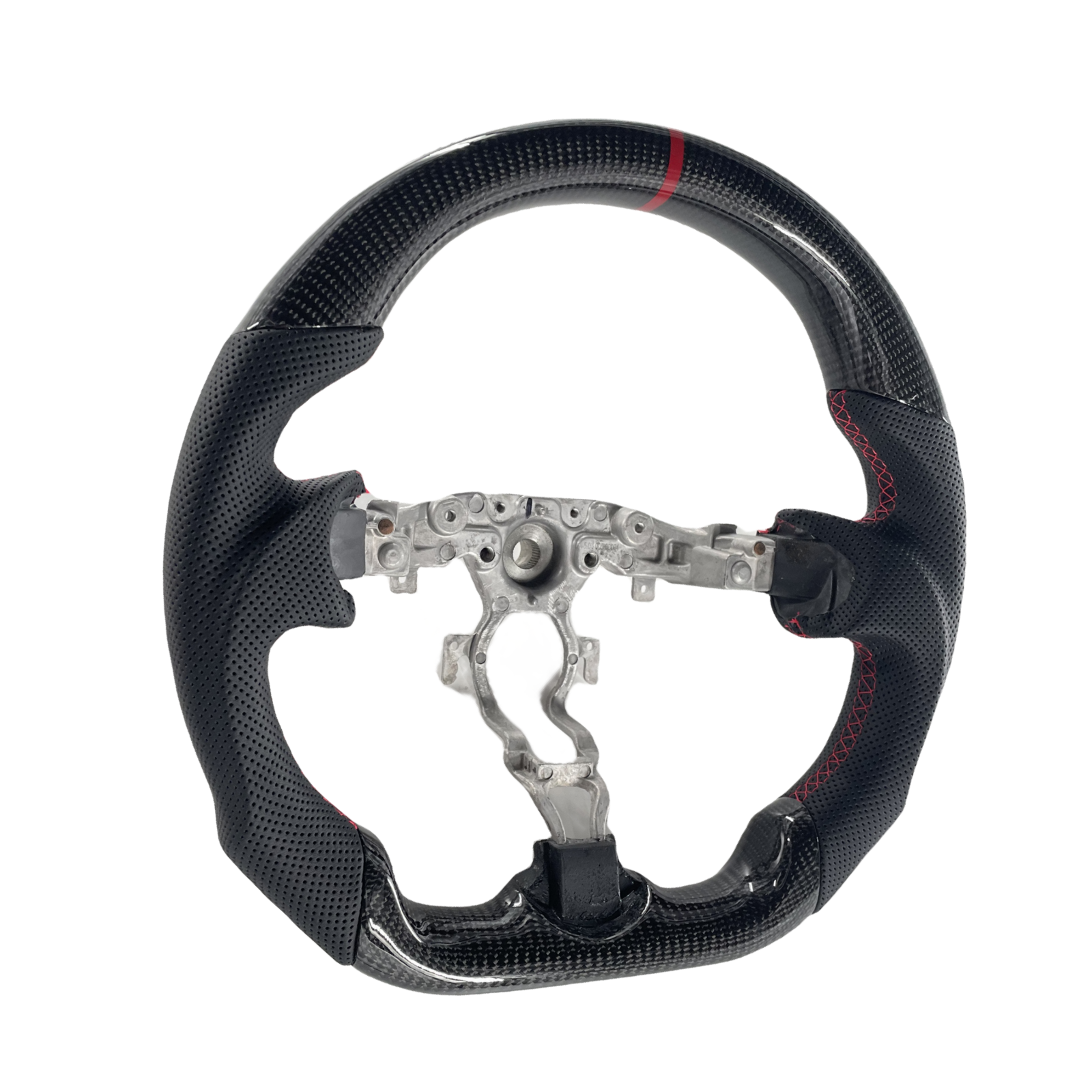 FOR-09-21-NISSAN-370Z-CARBON-FIBER-FLAT-BOTTOM-STEERING-WHEEL-BLACK-LEATHER-126385076818-2